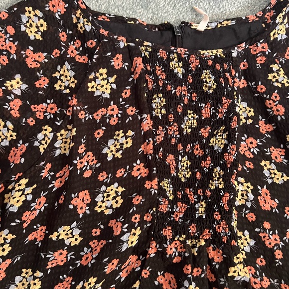 Free People Springy Black Floral Tunic Mini Dress size 2 - Picture 5 of 8